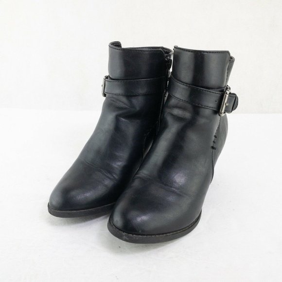 Bass & Co Felicia Womens Ankle Boots Size 6 M Black Heel Bootie Outdoor #2363 - Picture 1 of 9